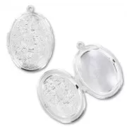 oval locket 33x24mm Silver tone x1
