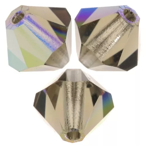6mm Preciosa bicones - Rondelle Bead - Black Diamond Glitter x12