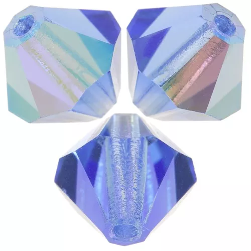 6mm Preciosa bicones - Rondelle Bead - Sapphire Glitter x12