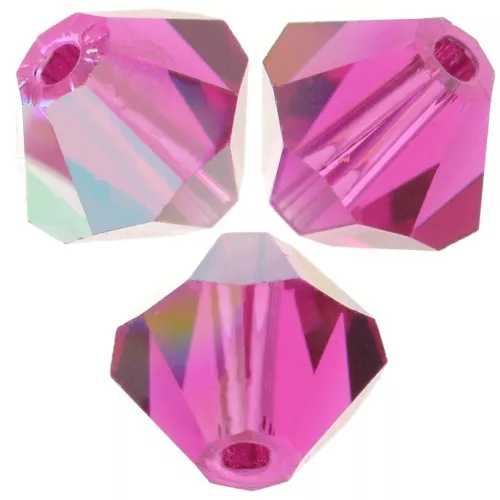 6mm Preciosa bicones - Rondelle Bead - Fuchsia Glitter x12