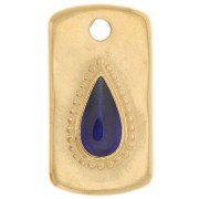 20x11mm Rectangle pendant with epoxy resin drop - Fine Gold plated - Blue x1|raw }}