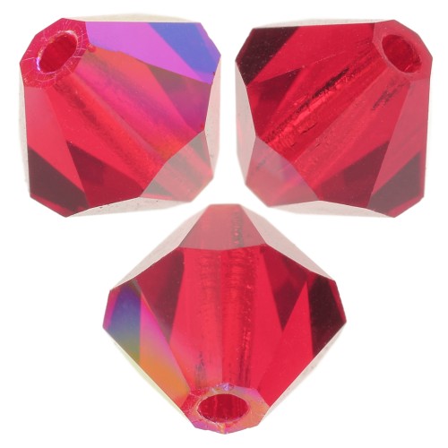 6mm Preciosa bicones - Rondelle Bead - Light Siam Glitter x12