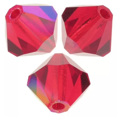 6mm Preciosa bicones - Rondelle Bead - Light Siam Glitter x12