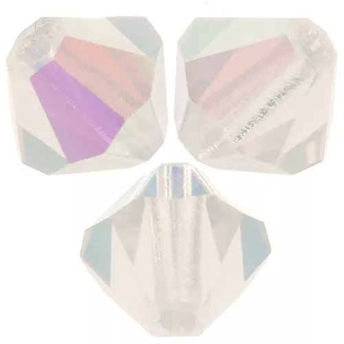 6mm Preciosa bicones - Rondelle Bead - White Opal Glitter x12