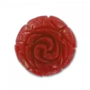Synthetic bead Rose 22mm red x1