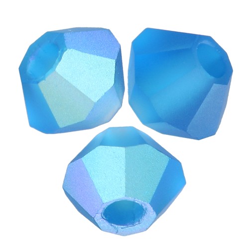 3mm Preciosa Crystal Bicones - Rondelle Bead - Capri Blue AB Matt x30