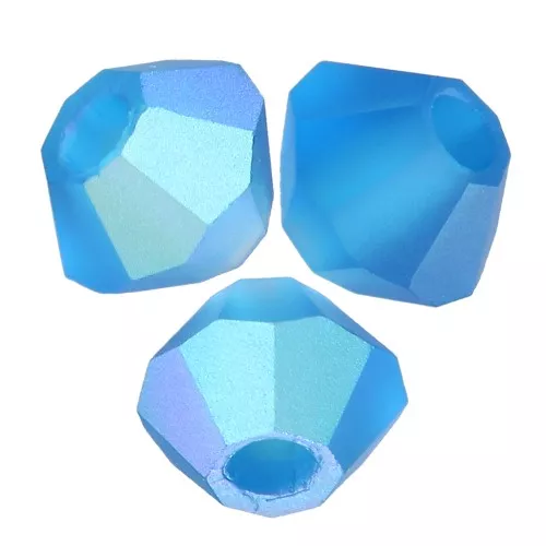 3mm Preciosa Crystal Bicones - Rondelle Bead - Capri Blue AB Matt x30