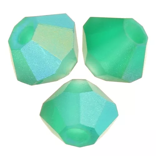 3mm Preciosa Crystal Bicones - Rondelle Bead - Emerald AB Matt x30