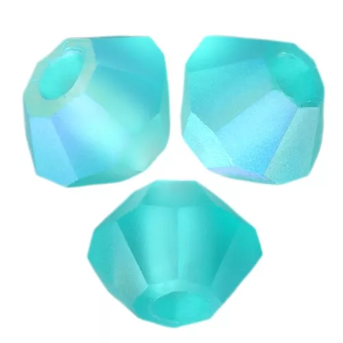 3mm Preciosa Crystal Bicones - Rondelle Bead - Blue Zircon AB Matt x30