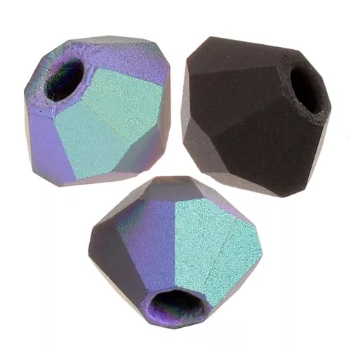 3mm Preciosa Crystal Bicones - Rondelle Bead - Rondelle Bead - Jet AB Matt x30