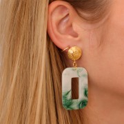 14mm Ethnic round earstuds - open loop - Silver plating x2