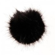 Synthetic fur pompoms 10 cm Black x1