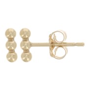 6mm earStuds with small ball, T-shape bar - Gold filled x2