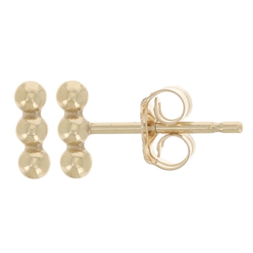 6mm earStuds with small ball, T-shape bar - Gold filled x2