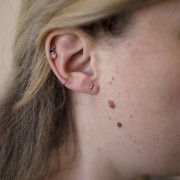 6mm earStuds with small ball, T-shape bar - Gold filled x2