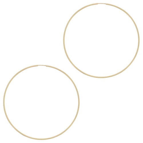 65mm hoop earrings - 1.3mm wire - Gold filled x2