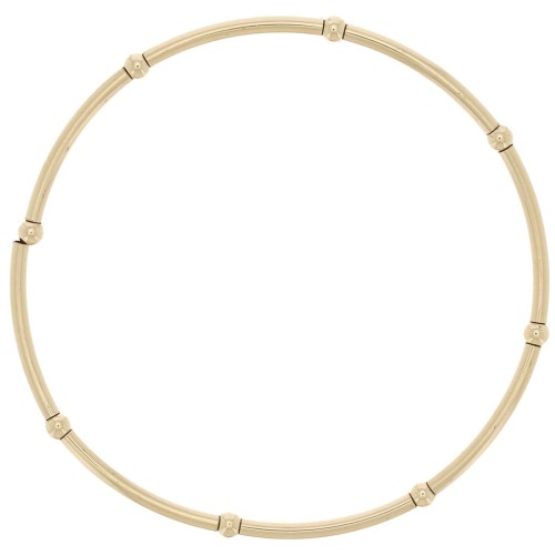 Elastic bracelet with tubes and round beads - Gold filled x1