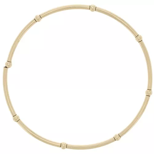 Elastic bracelet with tubes and round beads - Gold filled x1