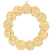 35mm 304L stainless steel Hammered round pendants - Gold x2|raw }}