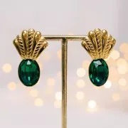 21x23mm 304L stainless steel Shell earstuds with twisted effect - Gold x2