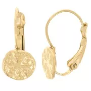 17mm 304L st. steel leverback earrings - Sand dollar irregular pattern - gold x2