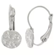 17mm 304L stainless steel leverback earrings - Sand dollar irregular pattern x2