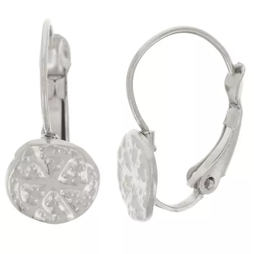 17mm 304L stainless steel leverback earrings - Sand dollar irregular pattern x2