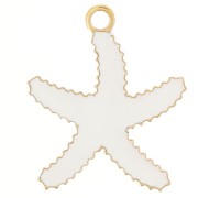 Starfish Charm 12x10 mm - Epoxy Resin Stainless Steel 316L Gold - White x1|raw }}