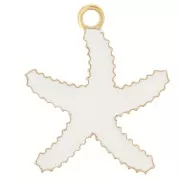 Starfish Charm 12x10 mm - Epoxy Resin Stainless Steel 316L Gold - White x1