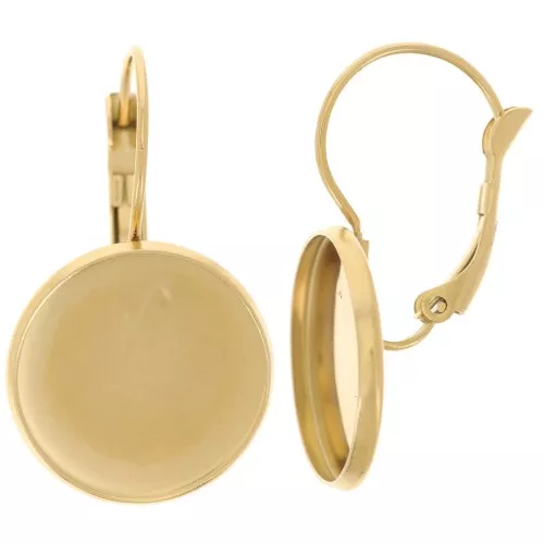 30mm 304L stainless steel Leverback earrings for 16mm cabochon - Gold x2