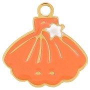 10x10mm Stainless stee Shell charm - epoxy resin - Gold - Coral x1|raw }}