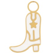 15x9mm 316L stainless steel Santiag cowboy boot charm epoxy resin - Gold -Ivory x1