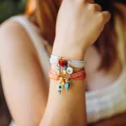 Heart Charm 9x7.5 mm Epoxy Resin - 304L Gold Stainless Steel - Red x1