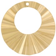 32mm Stainless steel 316L Round hollow pendants with pleated effect - Gold x2