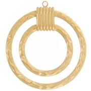 31mm 304L Stainless Steel Hammered Double Circle Pendants - Gold x2|raw }}