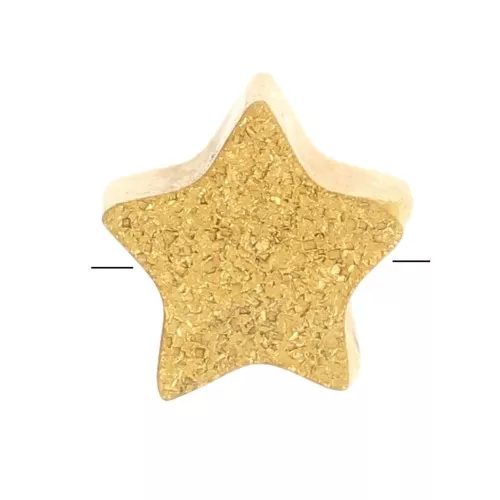 4.5mm 304L stainless steel Flat star bead diamond effect - Gold x1