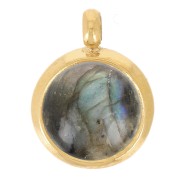 6mm 304L stainless steel Pendant setting for flat-bottomed cabochon - gold x1