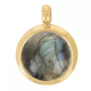 6mm 304L stainless steel Pendant setting for flat-bottomed cabochon - gold x1