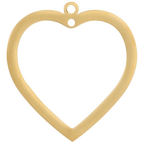 32x30mm 316L stainless steel Hollow heart pendant - Gold x1