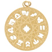 Round pendant - medal 18 mm - Zodiac signs - 304 Gold stainless steel