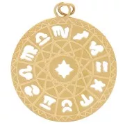 Round pendant - medal 18 mm - Zodiac signs - 304 Gold stainless steel