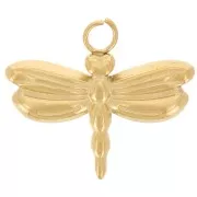 14x16mm 304L Stainless Steel Dragonfly Charm - Gold x1