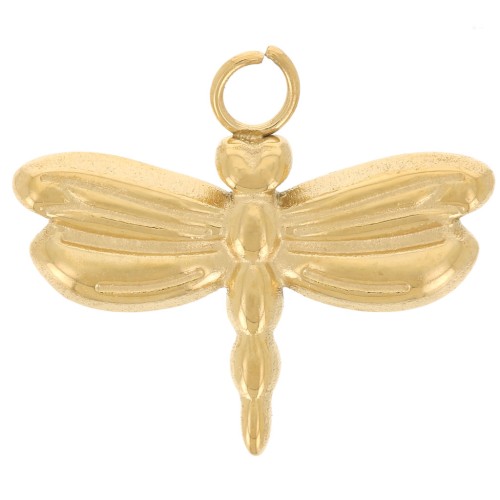 14x16mm 304L Stainless Steel Dragonfly Charm - Gold x1