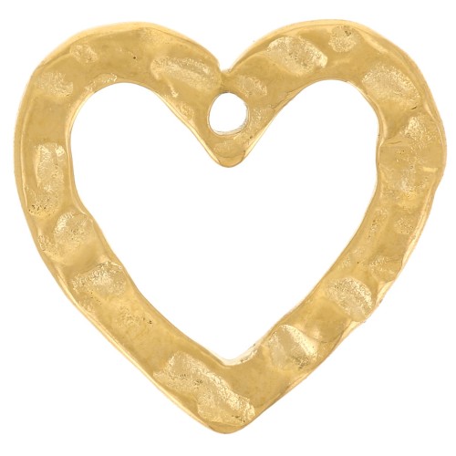 13x13.5mm 316L stainless steel Hammered hearts charms - Gold x2