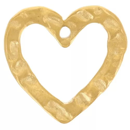 13x13.5mm 316L stainless steel Hammered hearts charms - Gold x2