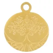 11x10mm Stainless Steel 316L Tree of Life Charm - Gold x1
