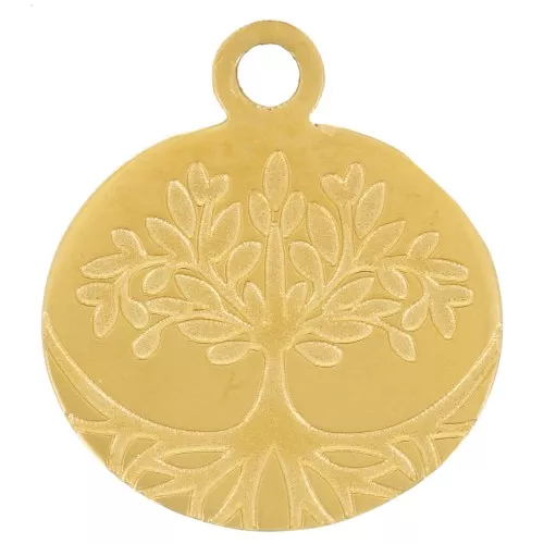 11x10mm Stainless Steel 316L Tree of Life Charm - Gold x1