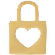 16x11mm Stainless steel 316L padlock Charm with heart - Gold x1