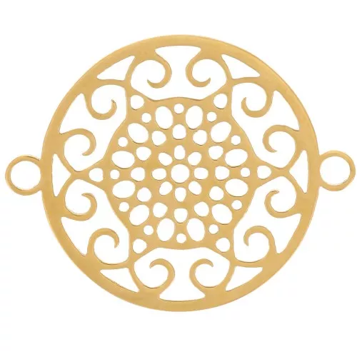 20mm Stainless steel 316L Round openwork spacer Arabesque pattern - Gold x1