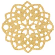 13mm Stainless steel 316L textured Spacer rosace flower openwork - Gold x1